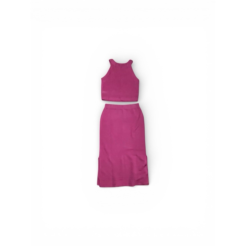 Lands End Knit Set Small 6-8 Sweater Tank Cropped Maxi Skirt Crochet Bodycon Y2K - Picture 3 of 15